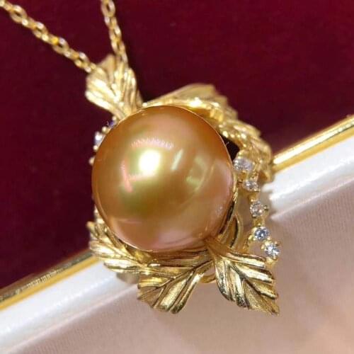 D915 Pearl Pendant Fine Jewelry Gold Filled Round 1-13mm Sea Water Golden Pearls Pendants Necklaces for Women Presents