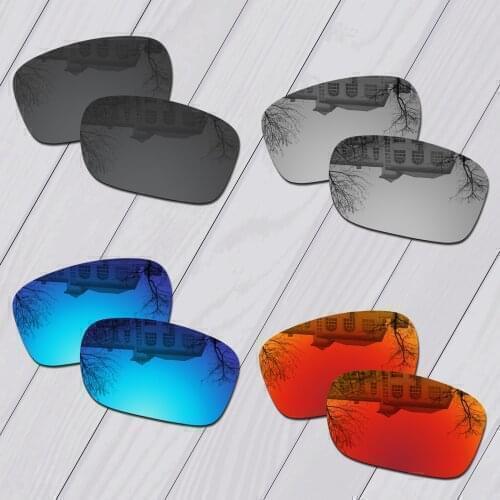 E.O.S 4 Pairs Black & Silver & Ice Blue & Fire Red Polarized Replacement Lenses for Oakley Plaintiff Squared OO4063 Sunglasses