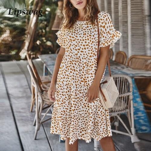 Elegant Floral Print Short Sleeve Beach Boho Dress Women V-Neck Ruffles Mini Party Dress Summer Fashion Cotton Dresses Vestidos