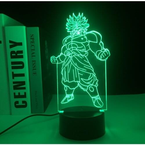 Anime Figure Broli Muscular Physique 3D LED Night Light for Child Bedroom Table Anime Room Store Decor Idea Kids Cool Gift Lamp