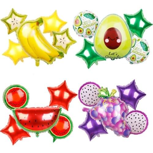 1set Tropical Fruit Foil Balloons banana watermelon globos Baby Shower Birthday Decorations Inflatable Helium Sweet Kids Toys