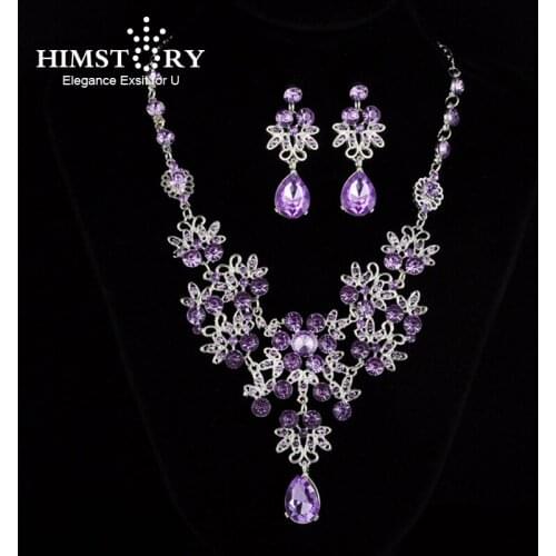 HIMSTORY Silver Plated Bridal Jewelry Sets Statement Necklace And Earring Set Of Fashion Jewelry Women Accessories SET