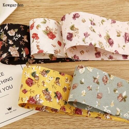 Kewgarden Floral Ribbons 1.5" 1" 10mm 16mm 25mm 38mm DIY Make Bows Hair Accessories Handmade Sewing Carfts Gift Packing 10 Yards