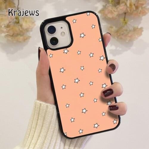 Krajews cute aesthetic peach star coque Phone Case for iPhone 12 mini 5 6S 7 8 PLUS X XS XR 11 PRO MAX SE 2020 Cover Funda Shell