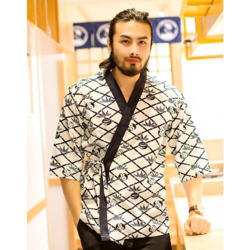 Summer Cook shirt Japanese Restaurant uniforms Kimono Sushi Chef uniform Cuisine