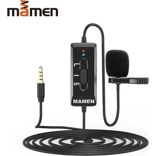 MAMEN 3.5mm Audio Video Record Lavalier Lapel Clip Microphone for iPhone Android Mac Vlog Mic for DSLR Camcorder Recorder