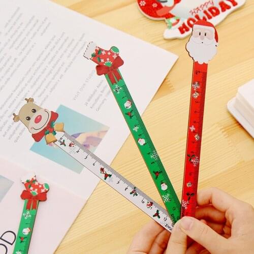 Cute Kawaii Creative Christmas Wooden Bookmark Ruler 15cm For Kids Student Gift School Supplies