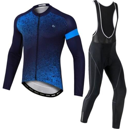 YOCENE Blue Pattern Printing Long Sleeve Wear Fashion Compression E-Bike Clothes