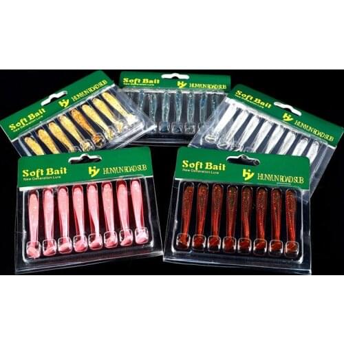 8 Pcs/pack 6cm T Tail Soft Lure Silicon Fishing Lures Worm Shad Bait-Artificial Silicone Fish Surface Fake Bait L13