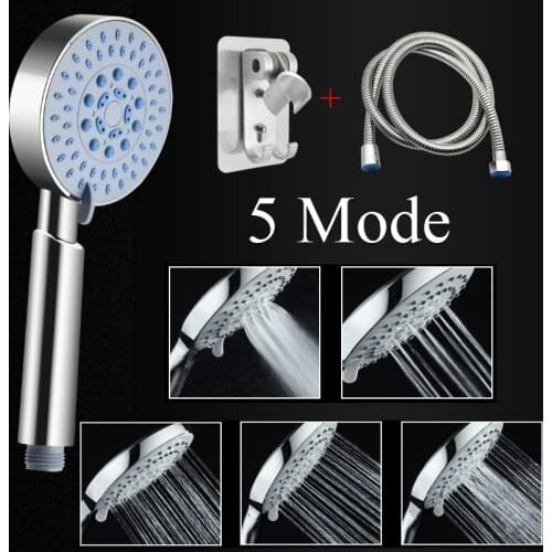 5 modes ABS plastic Bathroom shower head big panel round Chrome rain head Water saver Classic design G1/2 rain shower head