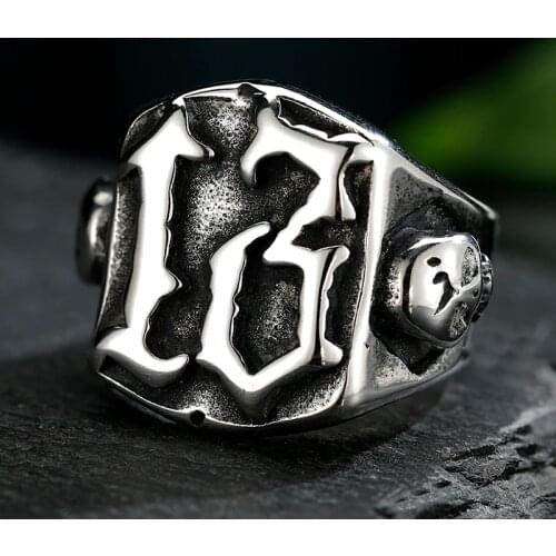 Stainless Steel 13 Lucky Letter Ring Charm Hiphop Male Jewelry Party Gift Dropshipping For Man Women Party Gift Gothic Style