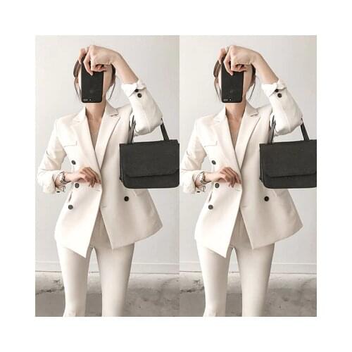 New spring winter Two-piece Set slim double-breasted professional flared pants suit women jacket casual fashion suit suit women