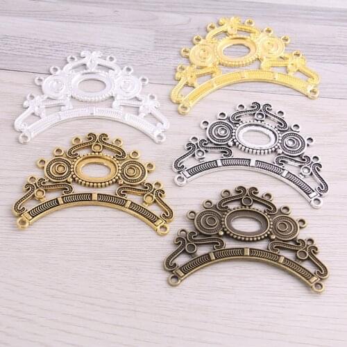 SWEET BELL 6PCS 46*64mm Five Color Necklace Charm Women Jewelry Fashion Porous Connector Pendant Necklace