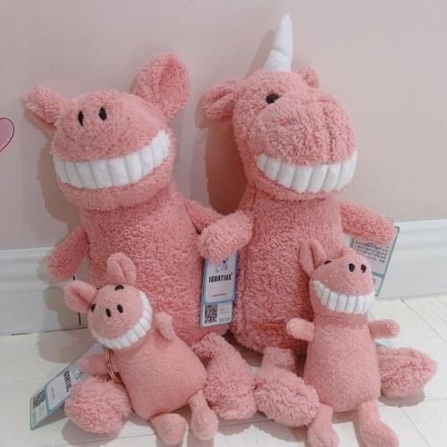 28CM Kawaii Smile Animal Plushies Toys Big Teeth Unicorn Rabbit Hippo Dinosaur Shark Koala Stuff Animal Toys For Children Gifts