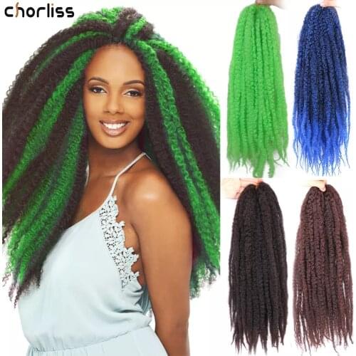 18Inch Marley Synthetic Braiding Hair Ombre Afro Kinky soft Twist Long Low Temperature For Women Crochet Braids Hair Extension