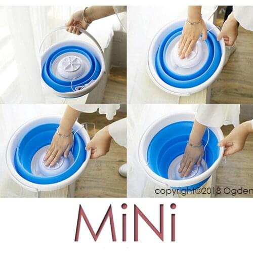 Fold-tub Mini Washing Machine Ultrasonic Cleaning Small Portable Washer USB Dormitory Mini Laundry Machine with Folding Barrel