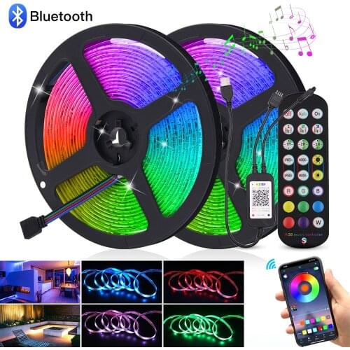 DC 5V USB RGB 5050 SMD LED Strip Lamp Waterproof Bluetooth Music Control Flexible Tape Diode Light with 24 Key Remote