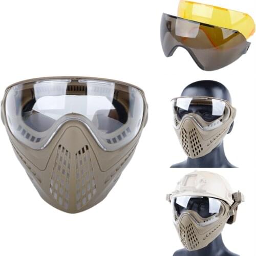 Tactical With Goggles Military Army Airsoft Paintball Masks With Interchangable 3 Lens For CS Game Hunting