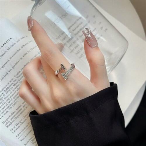 Timlee R026 New Simple Geometry Nail Rhinestone Alloy Finger Rings,Popular Accessories Wholesale