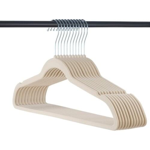 Ultra-thin Velvet Non-slip Hanger Women Men Natural Finish Drying Rack Durable Metal Structure Hanger