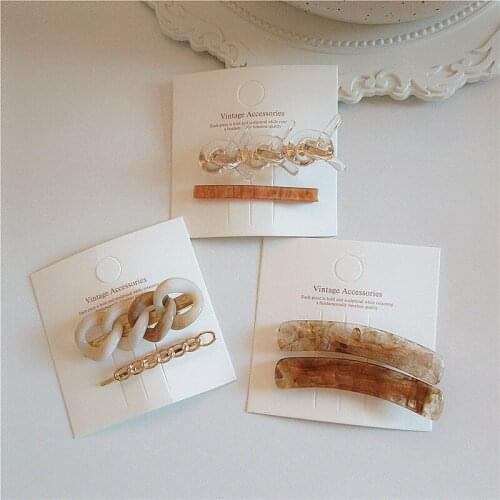 Women Geometric Irregular Chain Pearl Hair Clip Female Acrylic Duckbill Clip