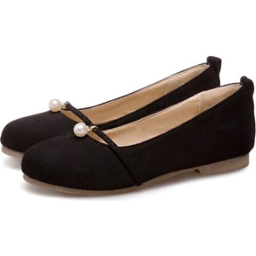 Big Size 9 10 11 12 ladies high heels women shoes woman pumps Single shoes with round head and Pearl suede