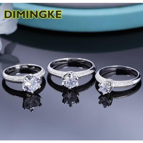 DIMINGKE 0.5/1CT/ 2CT D color Moissanite woman ring Passed the diamond test S925 sterling silver wedding party jewelry