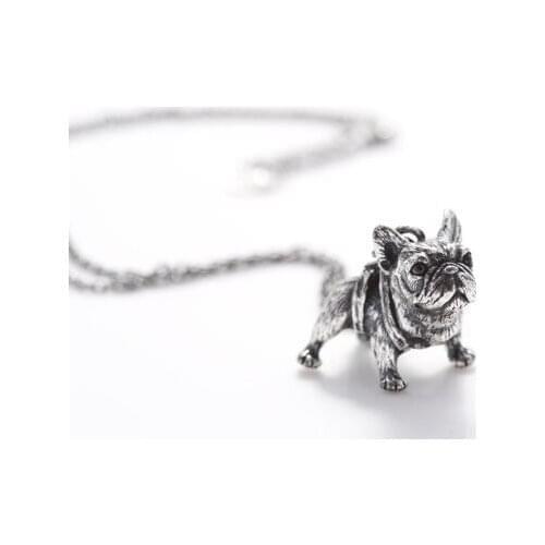Hippie Chic Vintage Silver French Bulldog Necklace Color Boho Animal Dog Puppy Ladies Fashion For Women