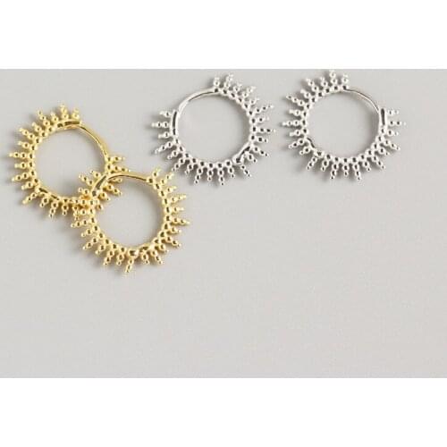 1pair 11.5MM 100% Authentic 925 Sterling silver Beads Hoop Huggie Earrings Fine jEWELRY TLE1091