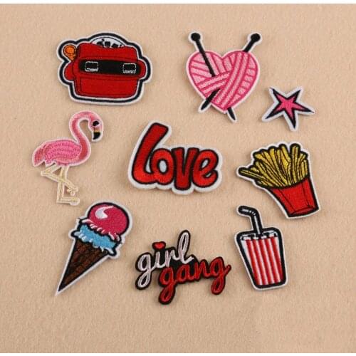 1pcs/9pcs love Iron On Patch DIY Fashion Embroidered Patches For Clothing Fabric Badges Iron-On Sewing Patches CP1601