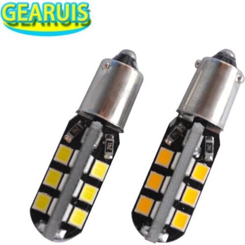 10pcs BA9S 24 SMD 2835 LED T4W car Auto Side Maker Wedge Door bulbs Instrument lamp Licence plate lights white warm white 12V