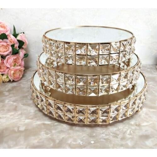10pcs)Wedding gold silver metal 3 layers cake stand table crystal centerpieces flower qq517