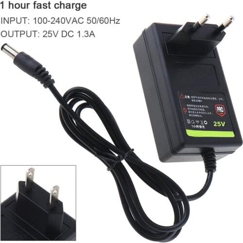 100-240V US/EU Portable Multifunction 25V DC Li-ion Charger Support US / EU Power Source for Lithium Drill / Electrical Wrench