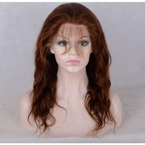 100% Real Human Hair Red Long water wave wavy Ombre Hair Lace Front Wigs Lace Frontal Wig 13*4 Swiss Lace wigs for white women
