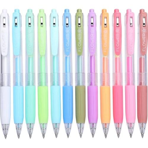 12 Colors Gel Pens Highlighters Ballpoint Pen Kawaii Markers Pen Stationery For School 2021 Office Accessories Supplies 040134