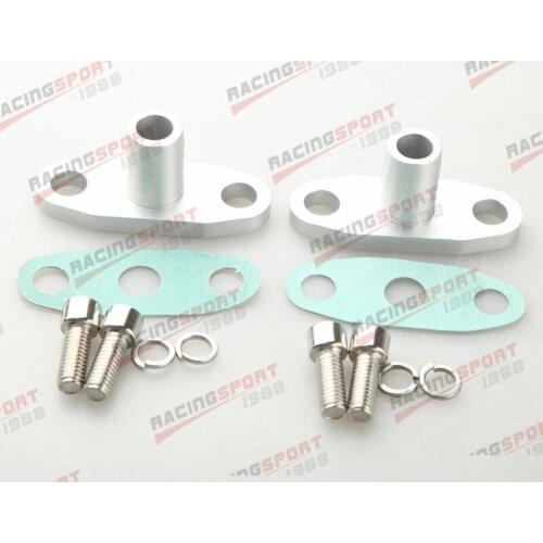 2PCS 5/8" Male Neck Aluminum Oil Drain Turbo Flange T3 T4 T04 GT40-GT55 Silver