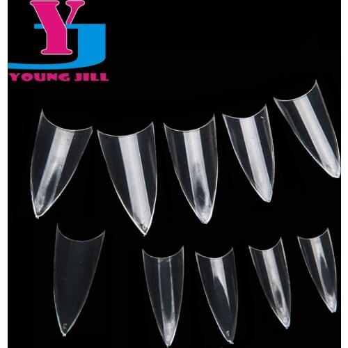 500pcs Transparent Pointed Fake Nail Design Stiletto French UV Gel Salon False Nail Art Tip DIY Artificial Unhas Beauty Manicure