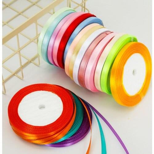 6-10-12-15-20-25mm Satin Ribbons Wedding Christmas Halloween Decoration Birthday Party Gift Wrapping Ribbon DIY Crafts Fabric