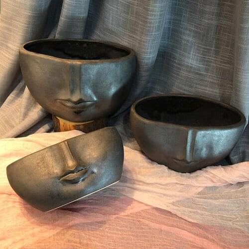 American Style Ceramic Pots for Plants Office Decor Abstract Art Face Flowerpot Nordic Creative Head Portrait Bonsai Orchid Pot