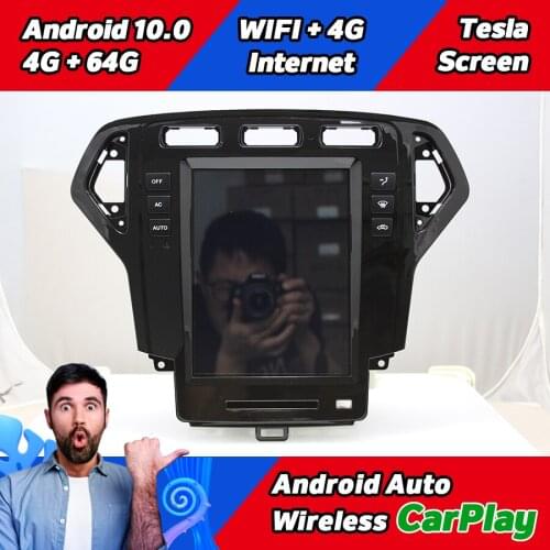 Black Car Multimedia Player For Ford Mondeo 2007 2010 Fusion MK4 Android 10 Radio Tape Recorder Stereo Head Unit Tesla GPS 2din