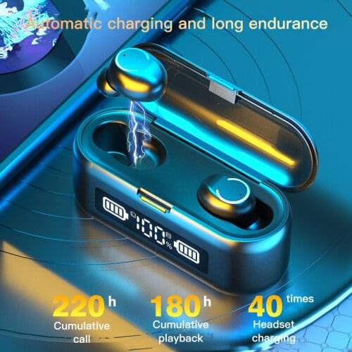 TWS Wireless Headphone Bluetooth 5.1 Earphone Waterproof Sports Headset Hifi Stereo Mini Earbuds 2000 mA emergency power supply