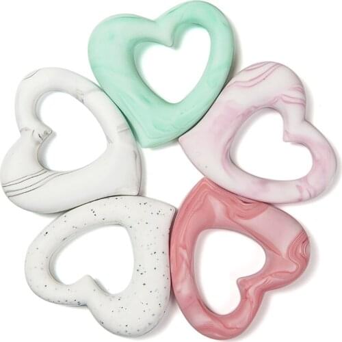 Cute-Idea 1pc silicone crooked heart shaped teether Pendant necklace braceket handmade hanging toy baby gift Teething pacifier