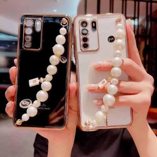 With a Pearl chain Cell phone case For Huawei mate40pro/mate30pro/nova7 SE/nova8PRO Silica Gel Protective sleeve Soft shell