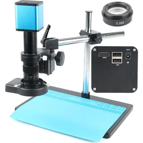 SONY IMX290 Autofocus Digital Microscope Camera 1080P HDMI Electronic Microscope 180X Zoom Boom Stand+0.35X+Working Mat