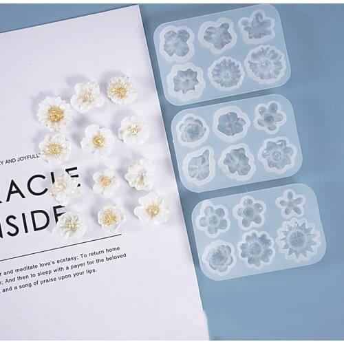 Flower Mold DIY Resin Crystal Epoxy Mold Small Flower Decoration Whole Board Multi-Specification Daisy Silicone Mold