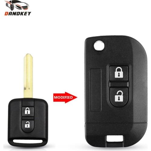 Dandkey For Nissan Qashqai primera Micra Navara Almera Note Sunny 2 Buttons Fob Modified Flip Remote Key Shell Car Case Cover