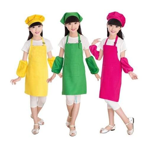 Kindergarten Children Cooking Clothing Game Costume Apron+hat+sleevelet Kids Baking Chef Uniform Girl Cosplay Customized LOGO 90