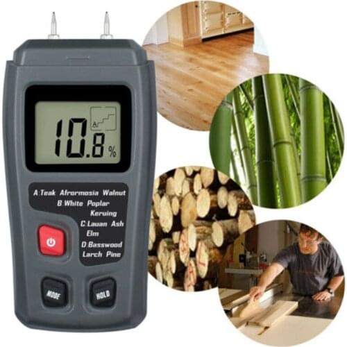 0-99.9% Wood Moisture Meter Portable Wood Humidity Tester Hygrometer Timber Damp Detector Two Pins Digital Large LCD Display