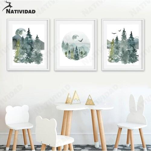 Forest Painting Canvas Poster Watercolor Wall Art Picture Nordic Fresh Decoration Painting Teen Room Decoration Wall Painting