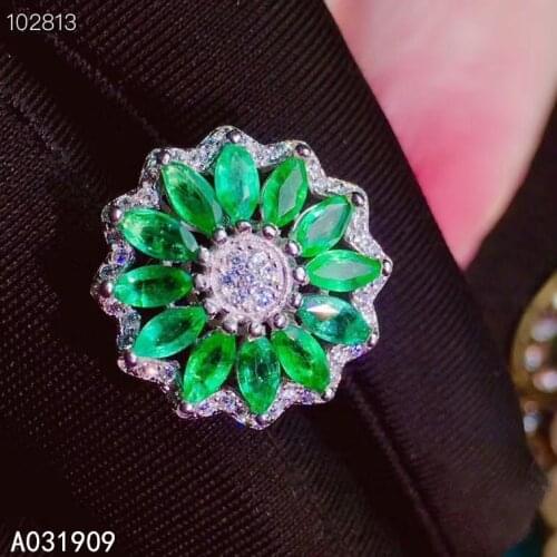 KJJEAXCMY boutique jewelry 925 sterling silver inlaid natural emerald gemstone ladies ring support detection trendy
